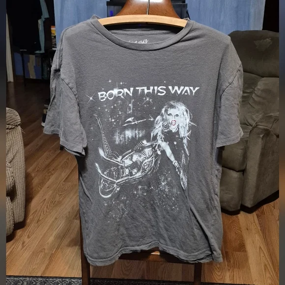 Lady Gaga Born This Way Graphic Tee with Motorcycle and Figure - Picture 2 of 6